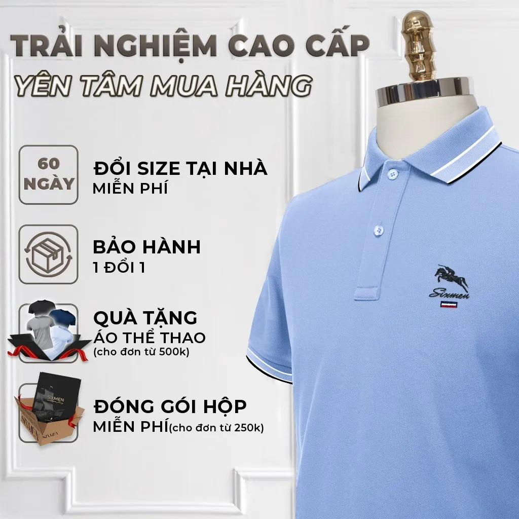 Ảnh Áo polo nam cao cấp có cổ [Tặng Kèm Hộp Quà Xịn] SIXMEN - CARO CASUS - Áo vải FeelMax thoáng mát 2