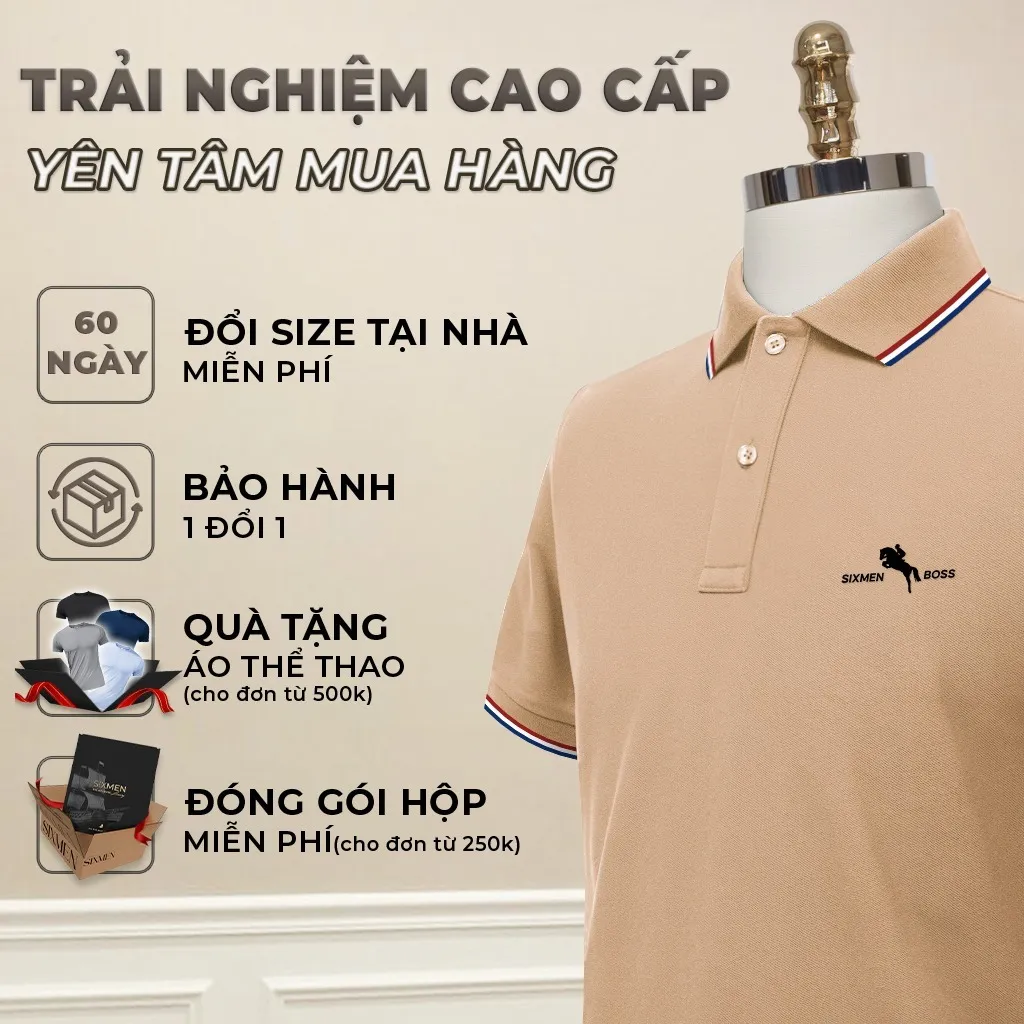 Ảnh Áo polo nam cao cấp có cổ [Tặng Kèm Hộp Quà] SIXMEN - 3RIM HORSE - Polo vải FeelMax thoáng mát 1