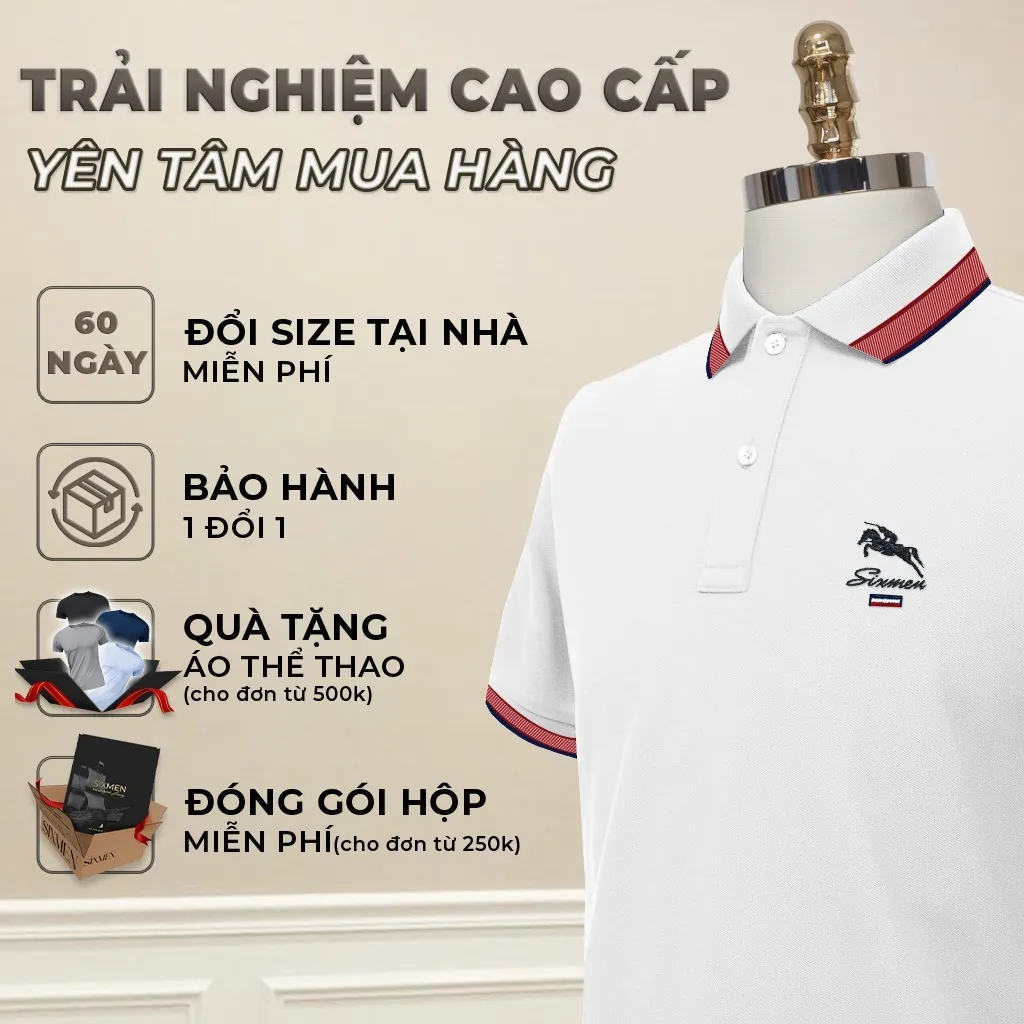 Ảnh Áo polo nam cao cấp có cổ [Tặng Kèm Hộp Quà Xịn] SIXMEN - CARO CASUS - Vải FeelMax thoáng mát 1