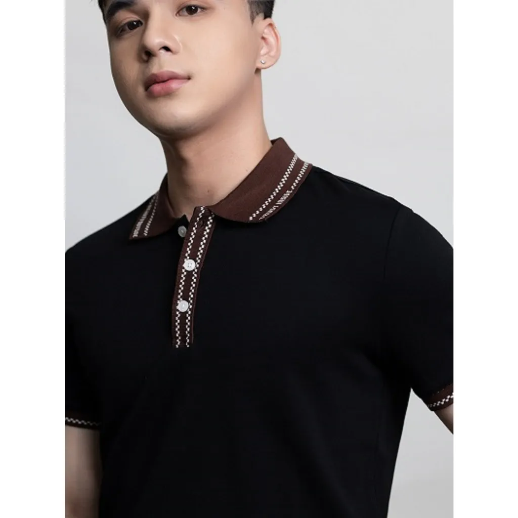 Ảnh Áo polo nam cao cấp form REGULAR R1300 BD280 chất cotton phối bo cổ họa tiết đơn giản cao cấp nam tính BEN & TOD 2