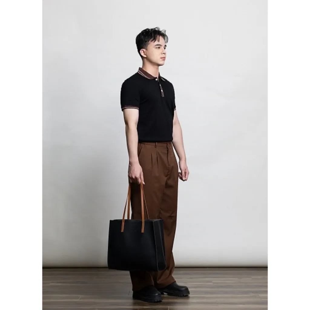 Ảnh Áo polo nam cao cấp form REGULAR R1300 BD280 chất cotton phối bo cổ họa tiết đơn giản cao cấp nam tính BEN & TOD 4