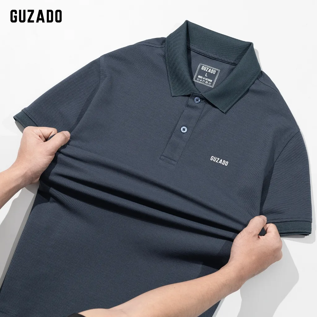 Ảnh Áo Polo Nam Cao Cấp GUZADO Vải Cá Sấu Cotton Thoáng Mát, Sang Trọng Lịch Lãm, Dễ Phối Đồ GPS2502 4