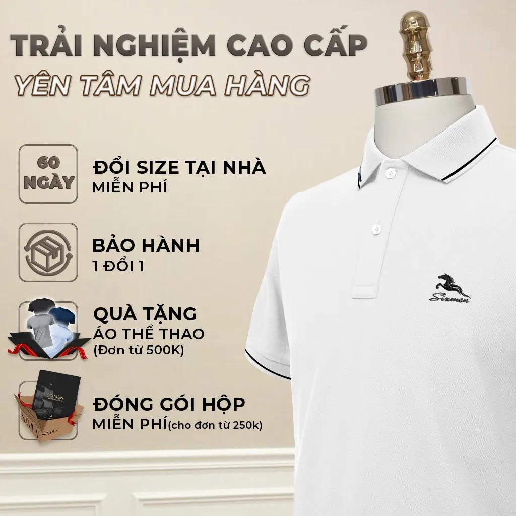 Ảnh Áo Polo nam cao cấp SIXMEN [Tặng Hộp Gói Quà] Mã Đáo Thành Công - Vải cá sấu FeelMax thoáng mát 2