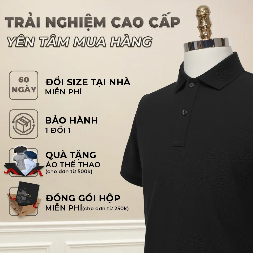 Ảnh Áo polo nam cao cấp SIXMEN - BASIC TRƠN [Tặng Kèm Hộp Quà Xịn] vải cá sấu FeelMax thoáng mát 2