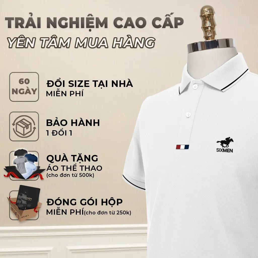 Ảnh Áo polo nam cao cấp SIXMEN [Tặng Kèm Hộp Quà] vải cá sấu FeelMax thoáng mát -  Polo ITALY HORSE 2
