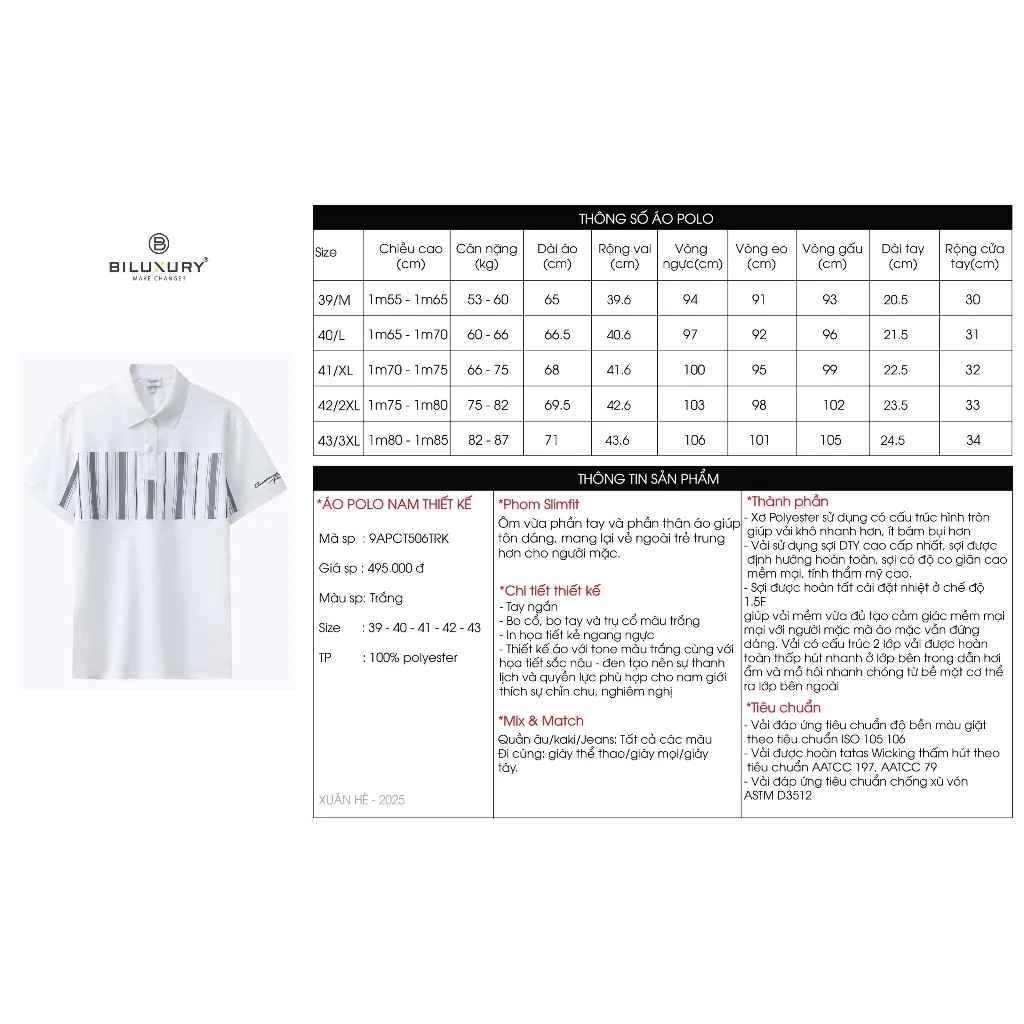Ảnh Áo Polo Nam Chất Liệu Polyester 9APCT506TRK, Polo Thiết Kế Biluxury 1