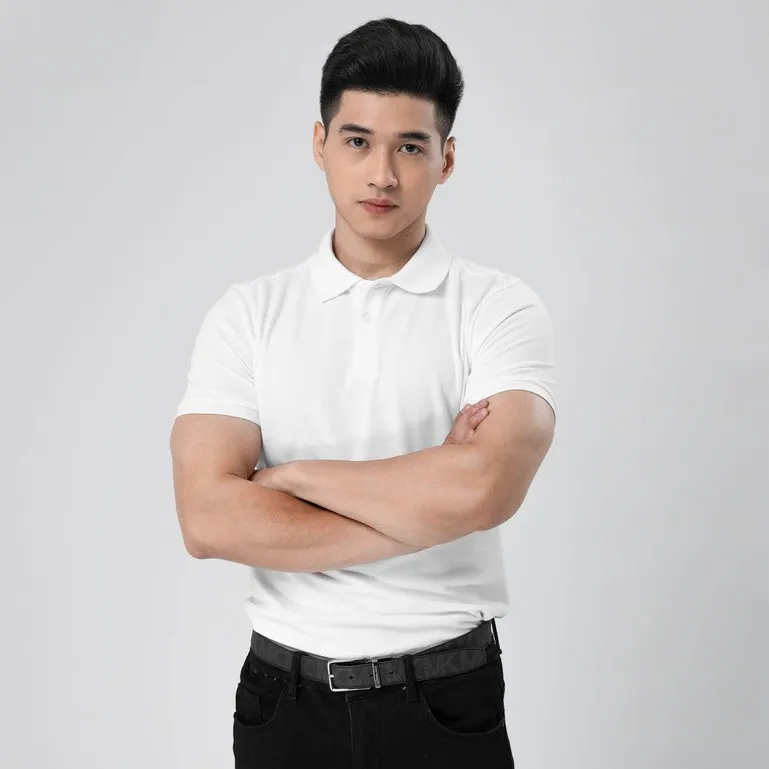 Ảnh Áo Polo Nam Cổ Bẻ Basic Màu Trắng Vải Cotton Cá Xấu Thương Hiệu MrTwins® 3