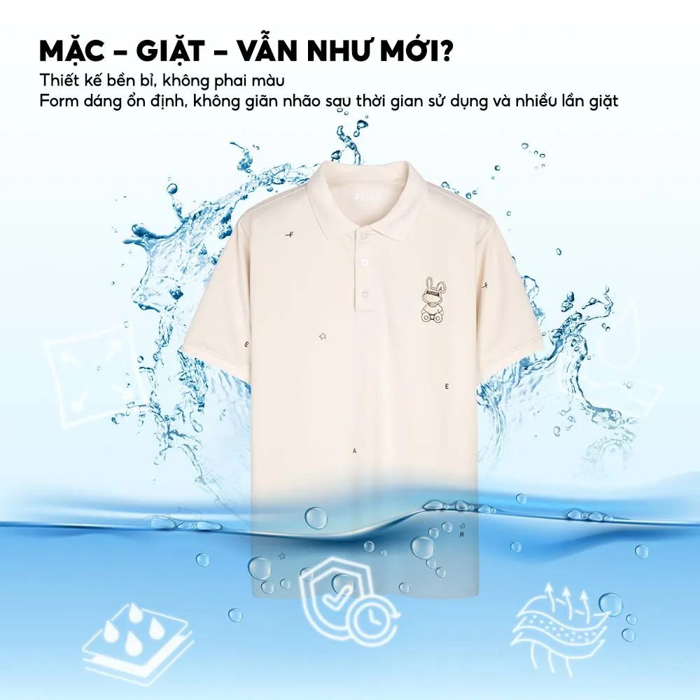 Ảnh Áo Polo Nam Cổ Bẻ Rabbit  thêu hoạ tiết thỏ , chất cotton CVC thoáng mát, kiểu dáng trẻ trung, thanh lịch - FEAER 2
