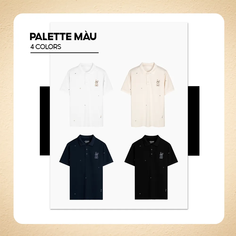 Ảnh Áo Polo Nam Cổ Bẻ Rabbit  thêu hoạ tiết thỏ , chất cotton CVC thoáng mát, kiểu dáng trẻ trung, thanh lịch - FEAER 3
