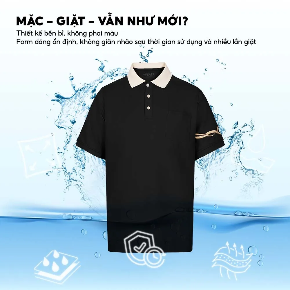 Ảnh Áo polo nam có cổ Ouroboros, chất vải CVC thoáng khí, thấm hút, bền màu, họa tiết thêu rắn -FEAER 4