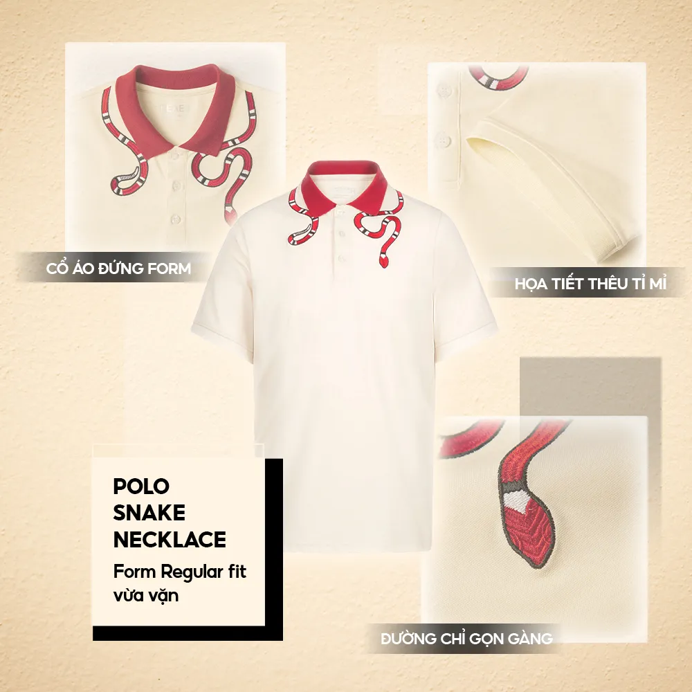 Ảnh Áo polo nam có cổ Snake Necklace, chất vải CVC thấm hút mồ hôi, họa tiết thêu sang trọng - FEAER 2