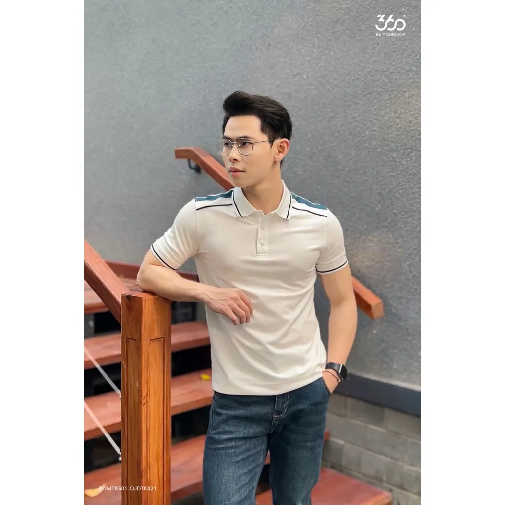 Ảnh Áo polo nam cổ điển ngắn tay phối màu thương hiệu 360 Boutique chất liệu pique cao cấp - POMTK501 1