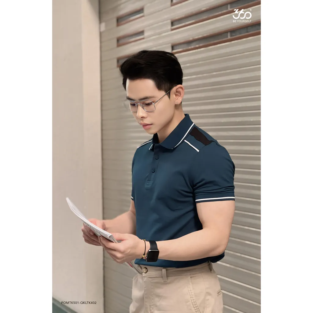 Ảnh Áo polo nam cổ điển ngắn tay phối màu thương hiệu 360 Boutique chất liệu pique cao cấp - POMTK501 2