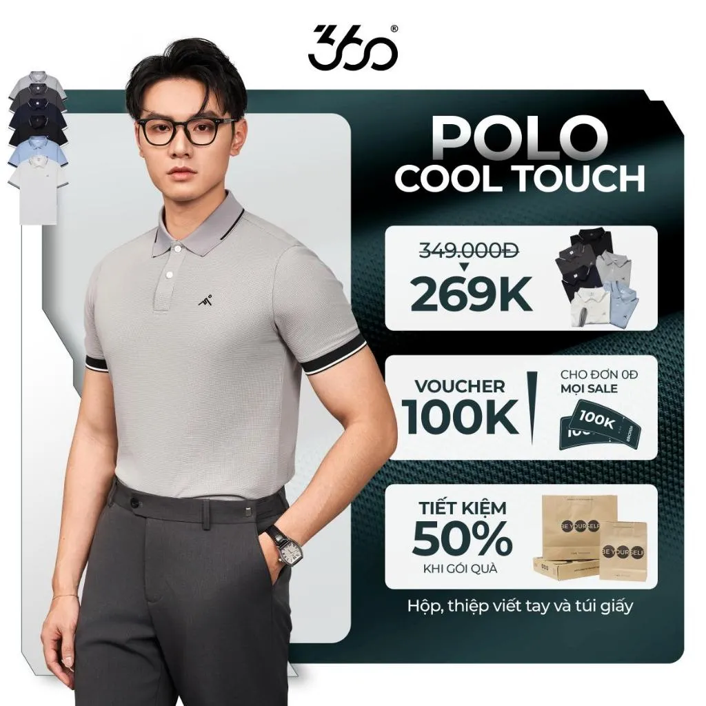Ảnh Áo polo nam COOL TOUCH cao cấp, thanh lịch 360 Boutique áo thun phông có cổ đẹp, trẻ trung POHOL602 1
