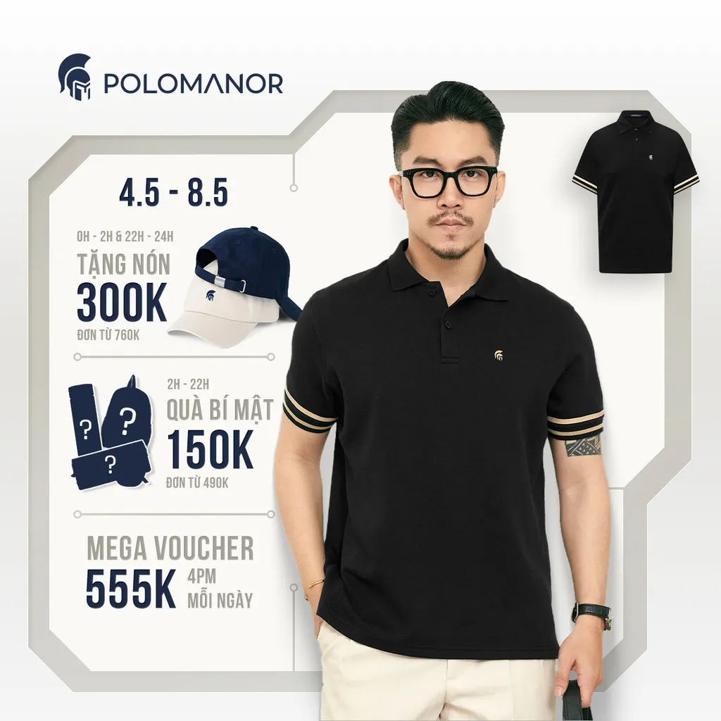 Ảnh Áo polo nam COSMOS, BST Social Circle chất vải cá sấu cotton interlock cao cấp - POLOMANOR 1