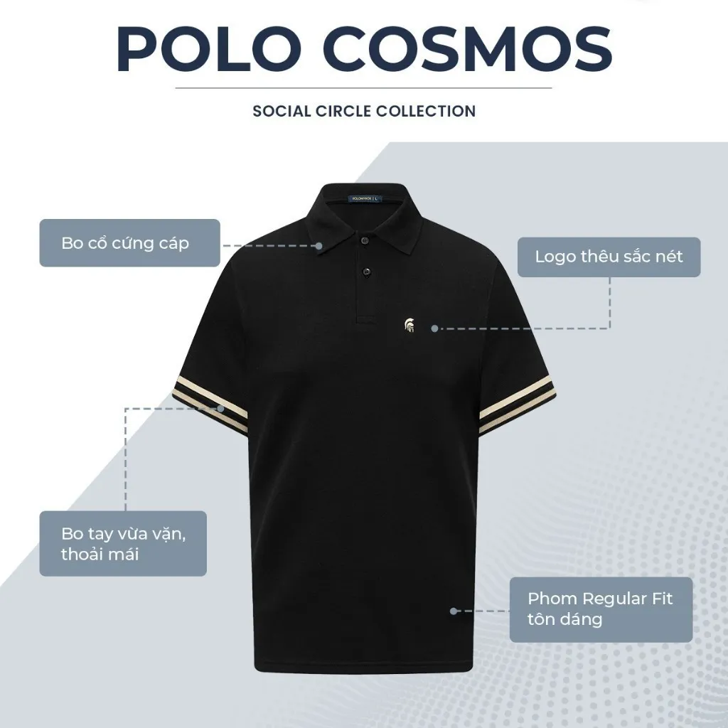 Ảnh Áo polo nam COSMOS, BST Social Circle chất vải cá sấu cotton interlock cao cấp - POLOMANOR 4