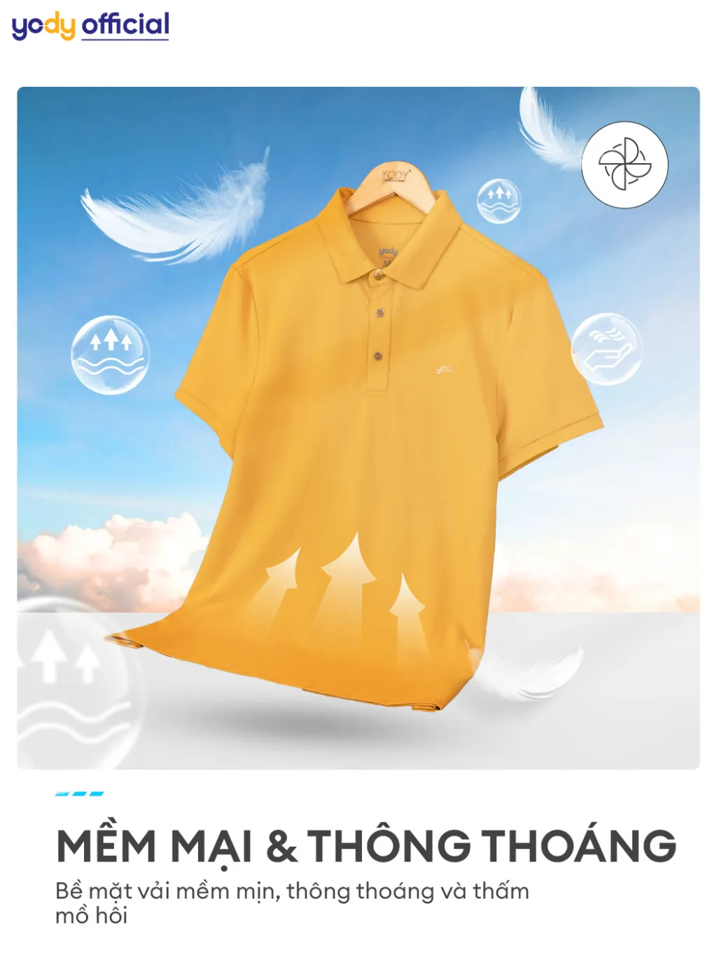 Ảnh Áo POLO nam cotton mềm mịn thoáng khí co giãn hạn chế nhăn nhàu thương hiệu Yody - APM7459 4