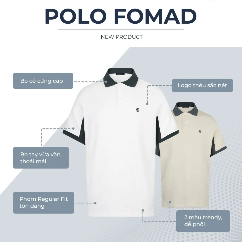 Ảnh Áo polo nam FOMAD SMART "F" vải cá sấu cotton interlock xuất xịn, thanh lịch sang trọng - POLOMANOR 4