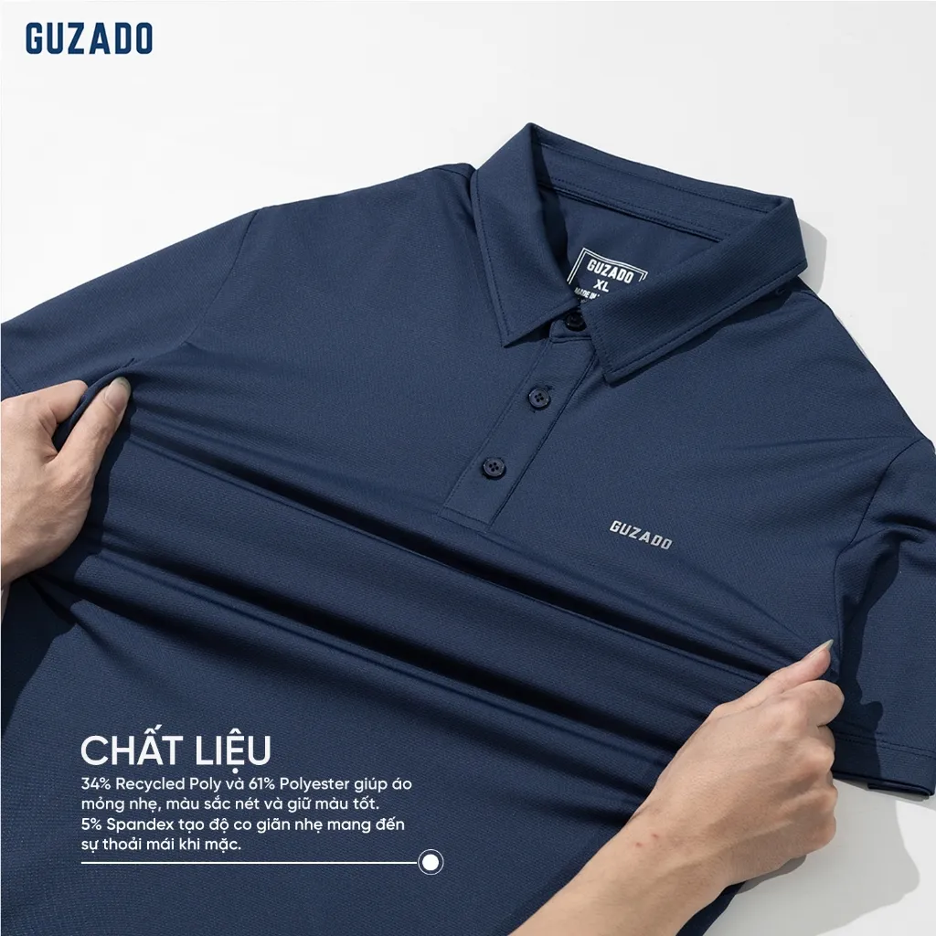 Ảnh Áo Polo Nam Guzado Cổ Bẻ Coolmax Thể Thao Thấm Hút CựcTốt Kiểu Dáng Basic, Co giãn thoải mái GPL01 4