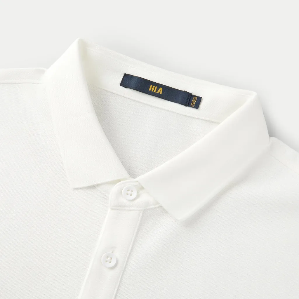 Ảnh Áo POLO nam HLA trắng ngắn tay logo thêu Diligent chất liệu mềm mại thoải mái 3