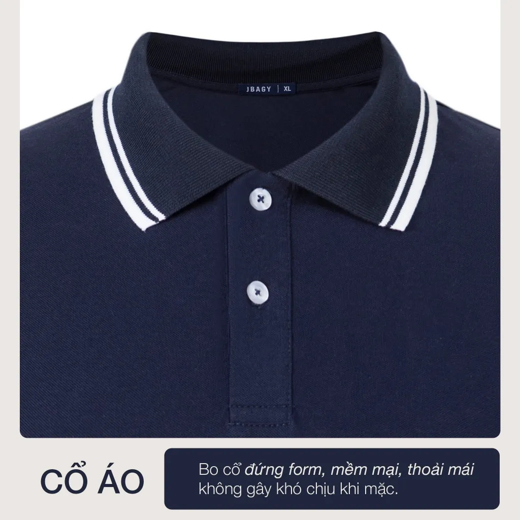 Ảnh Áo polo nam JBAGY phối cổ sọc nam chất liệu Cá sấu Cotton Cao Cấp - JP0101V 2