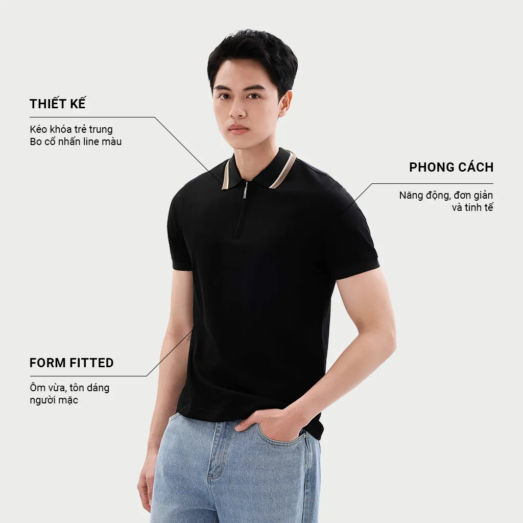 Ảnh Áo Polo Nam KRIK Form Fitted Khóa Kéo Phong Cách Năng Động Chất Liệu Mềm Mại Thoáng Mát PL2178 1