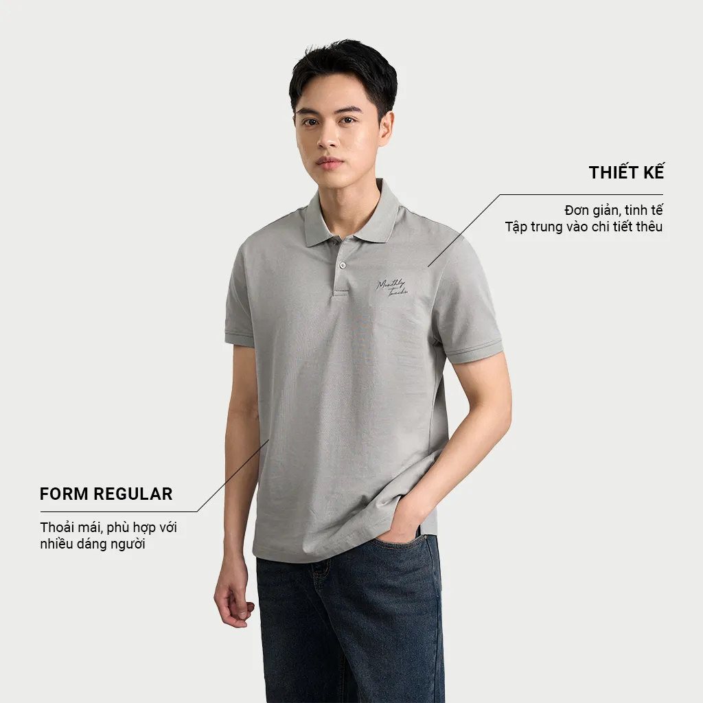 Ảnh Áo Polo Nam Krik Form Regular Thiết Kế Cảm Hứng Monthly Tracks Thêu Nhẹ Tinh Tế PL2226 1