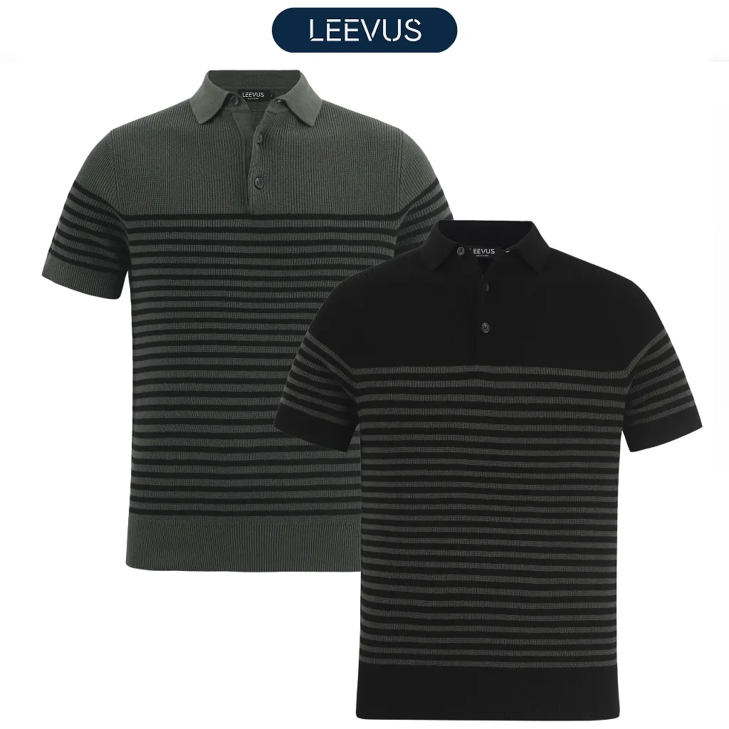 Ảnh Áo Polo nam LEN DỆT KIM cotton cao cấp Block Stripes Polo phong cách thời thượng thanh lịch chỉn chu LEEVUS APL334 1