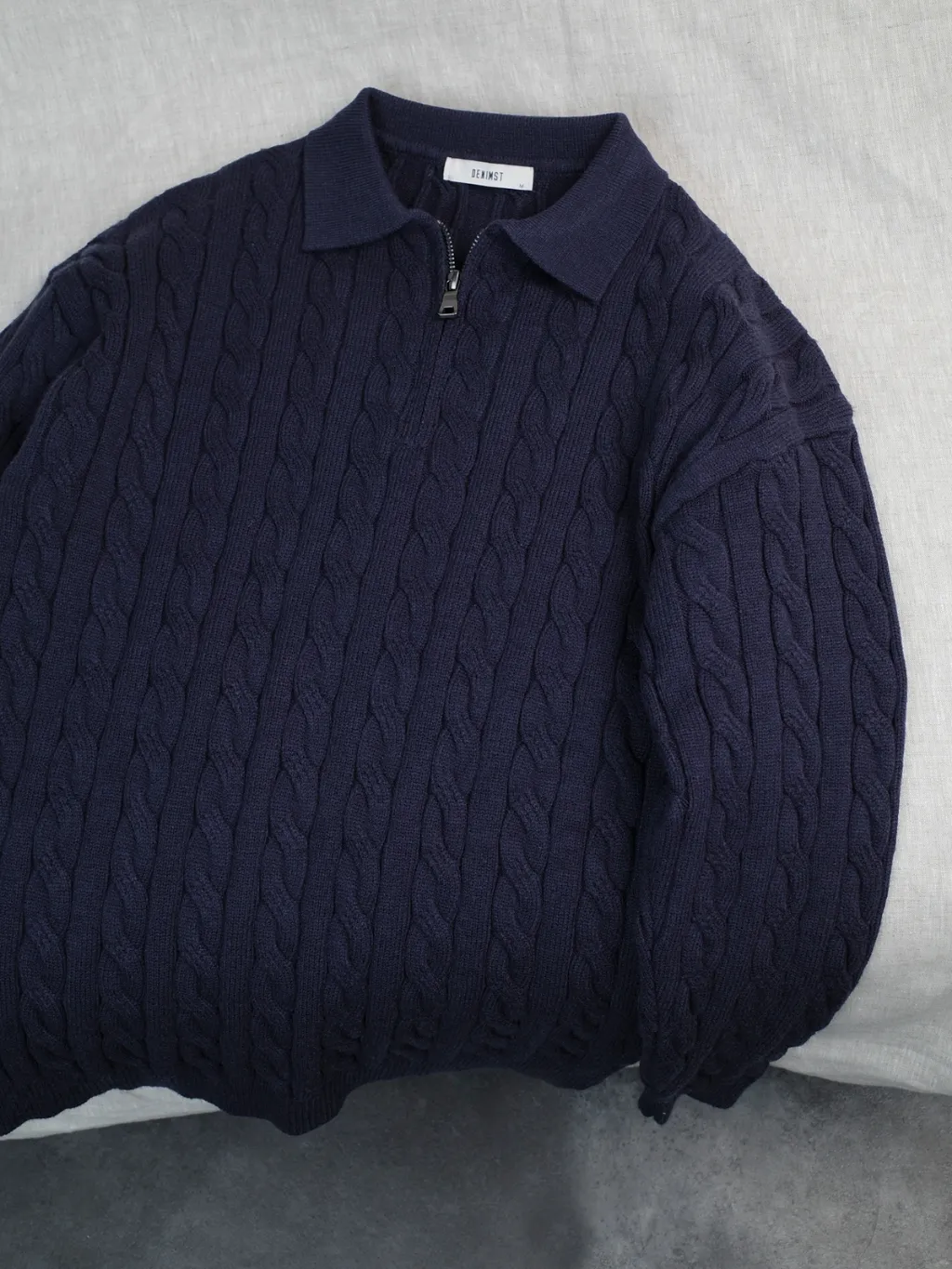 Ảnh Áo Polo Nam Len Trơn DNST 717, Áo Sweater Len Hàn Quốc Unisex Vặn Thừng Dày Dặn 3