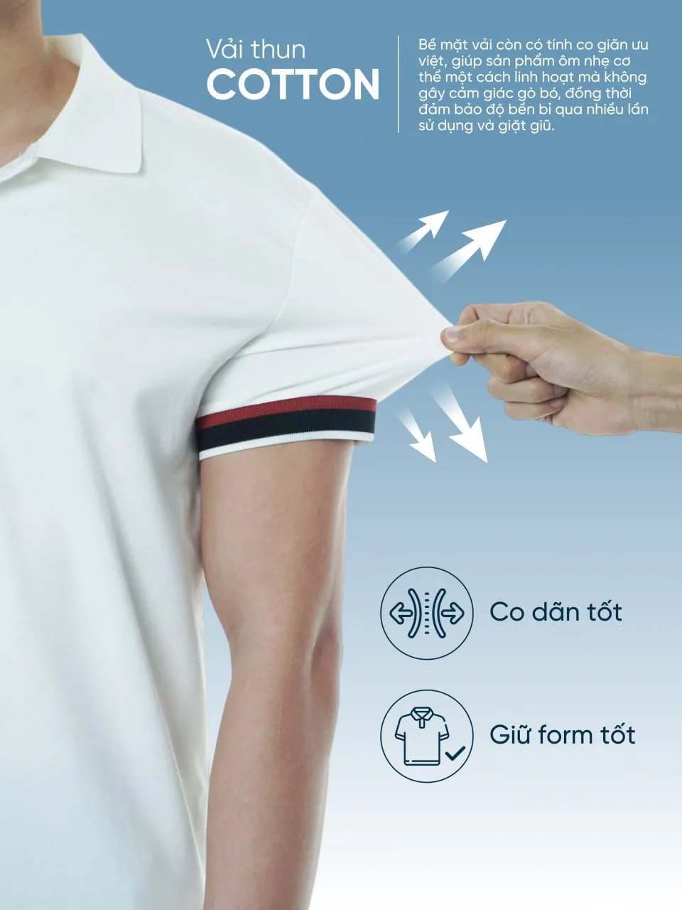 Ảnh Áo polo nam MARCO vải thun cotton dày dặn, co dãn tốt, đứng form, thoáng mát - HUSSIO 3