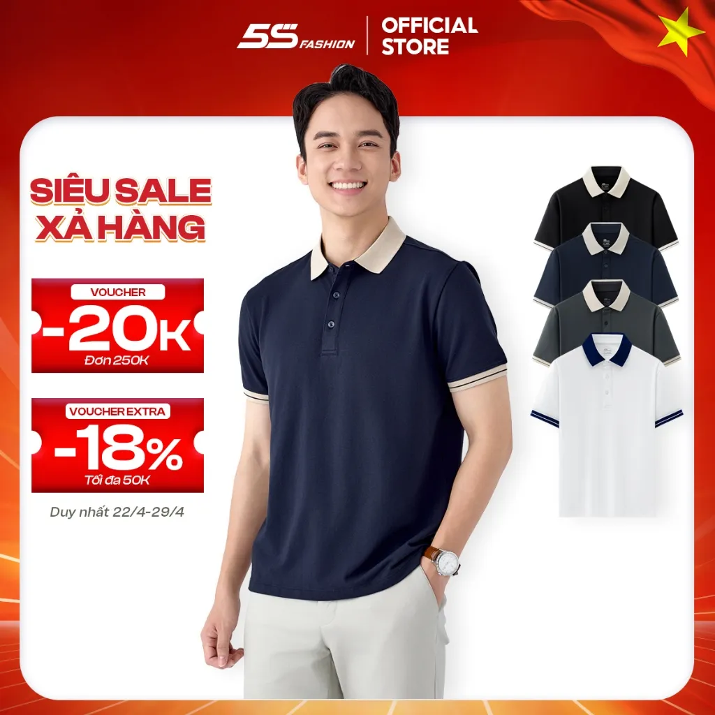 Ảnh Áo Polo Nam MIX-COLOR Ngắn Tay 5S FASHION Cotton Mát Lạnh, Thoáng Khí, Lịch Lãm APC25033 1