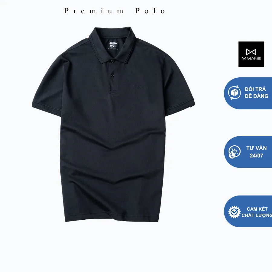 Ảnh Áo polo nam MMANS đen basic tinh tế sang trọng chất vải cotton poly cao cấp co giãn 1