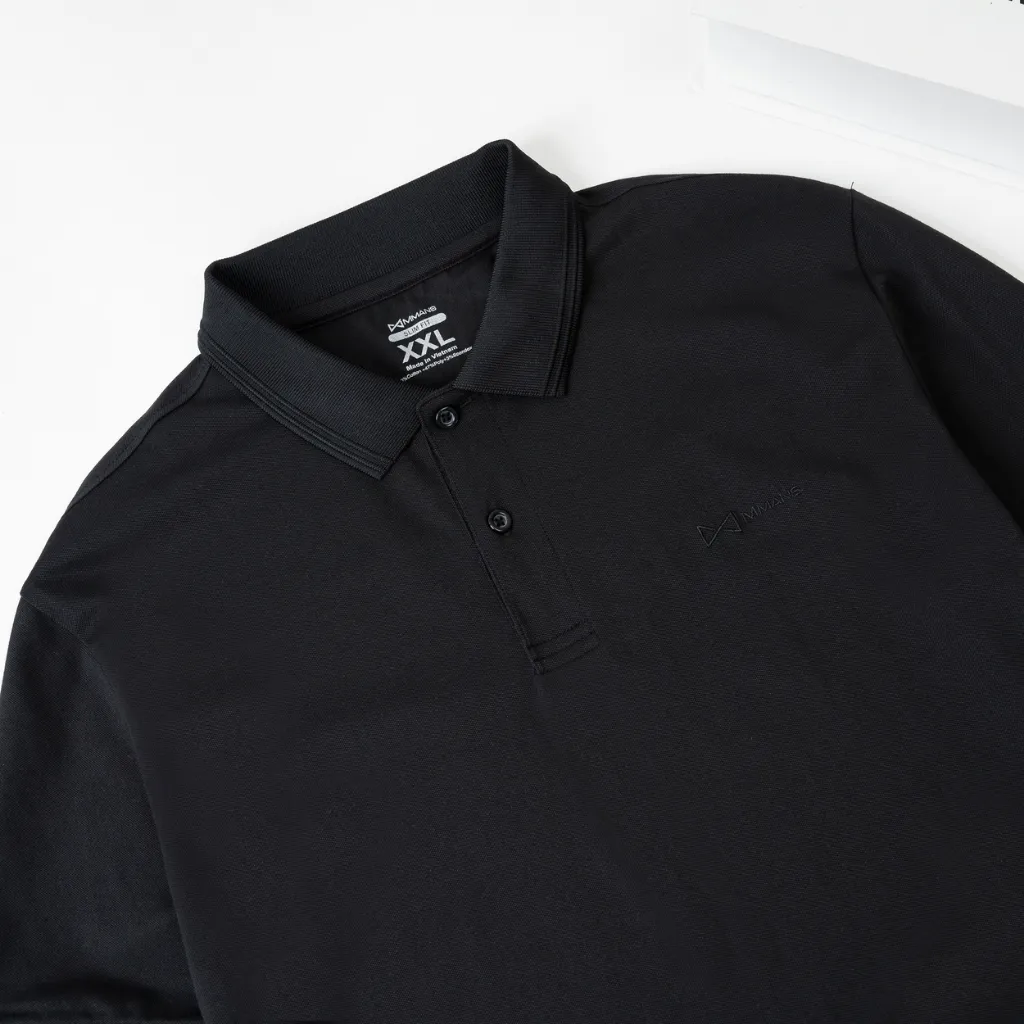 Ảnh Áo polo nam MMANS đen basic tinh tế sang trọng chất vải cotton poly cao cấp co giãn 3