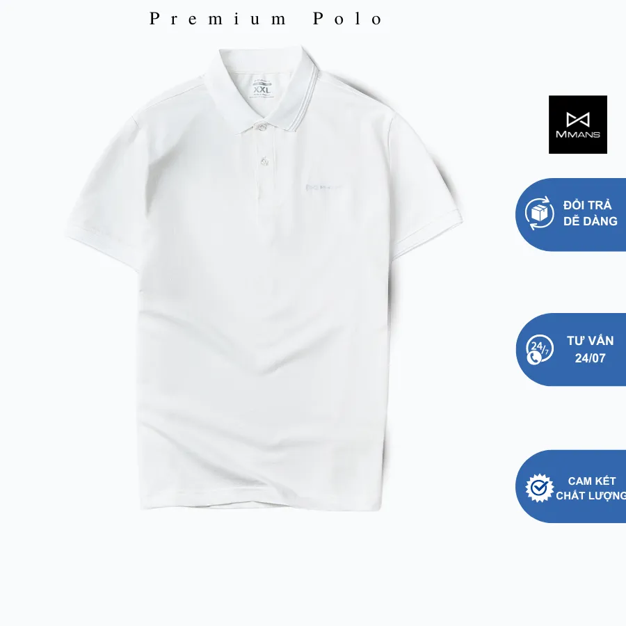 Ảnh Áo polo nam MMANS màu trắng gạo basic tinh tế sang trọng chất vải cotton poly cao cấp co giãn 1