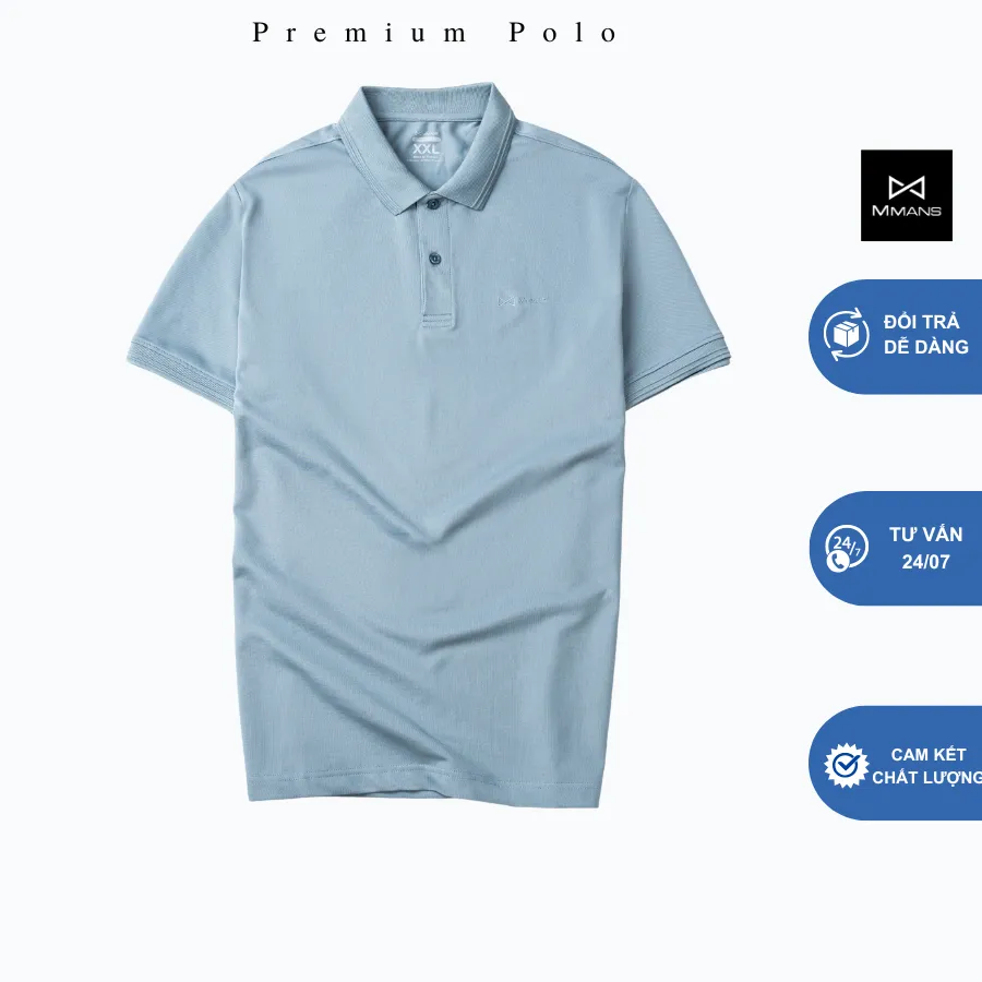 Ảnh Áo polo nam MMANS màu xám nhạt basic tinh tế sang trọng chất vải cotton poly cao cấp co giãn 1