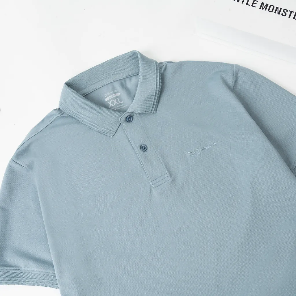 Ảnh Áo polo nam MMANS màu xám nhạt basic tinh tế sang trọng chất vải cotton poly cao cấp co giãn 4