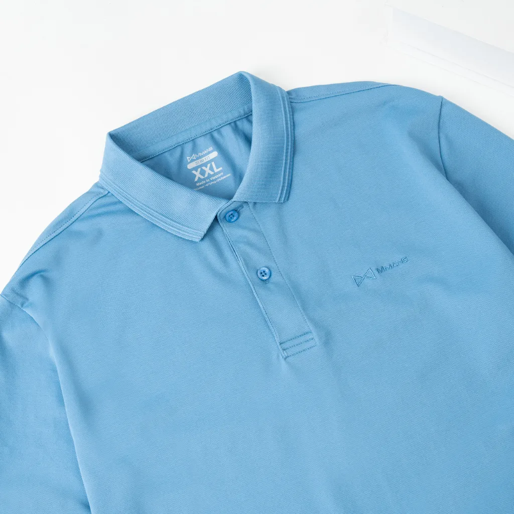 Ảnh Áo polo nam MMANS màu xanh da trời basic tinh tế sang trọng chất vải cotton poly cao cấp co giãn 4