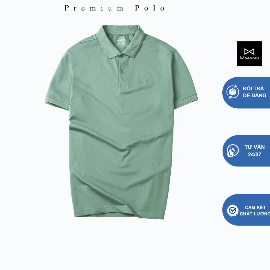 Ảnh Áo polo nam MMANS màu xanh vỏ đậu basic tinh tế sang trọng chất vải cotton poly cao cấp co giãn 1