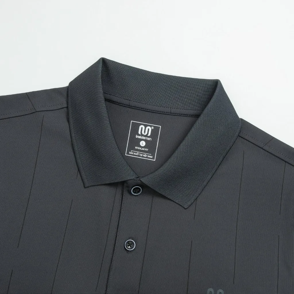 Ảnh Áo Polo Nam Ngắn Tay Sọc Chìm Insidemen Dáng Regular Fit IPS211AS0 1