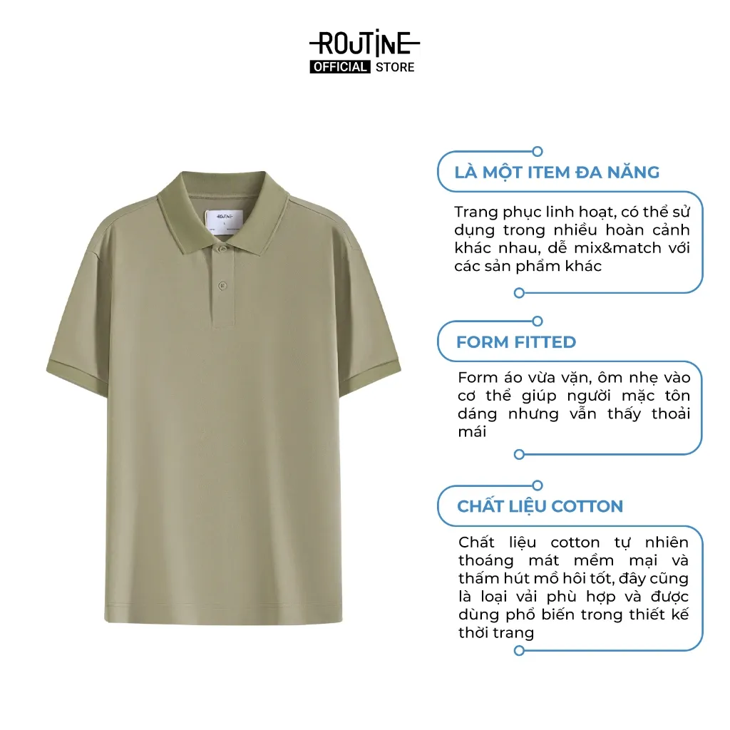 Ảnh Áo Polo Nam Ngắn Tay Vải Trơn Form Fitted - Routine 10F24POL001CR1 1