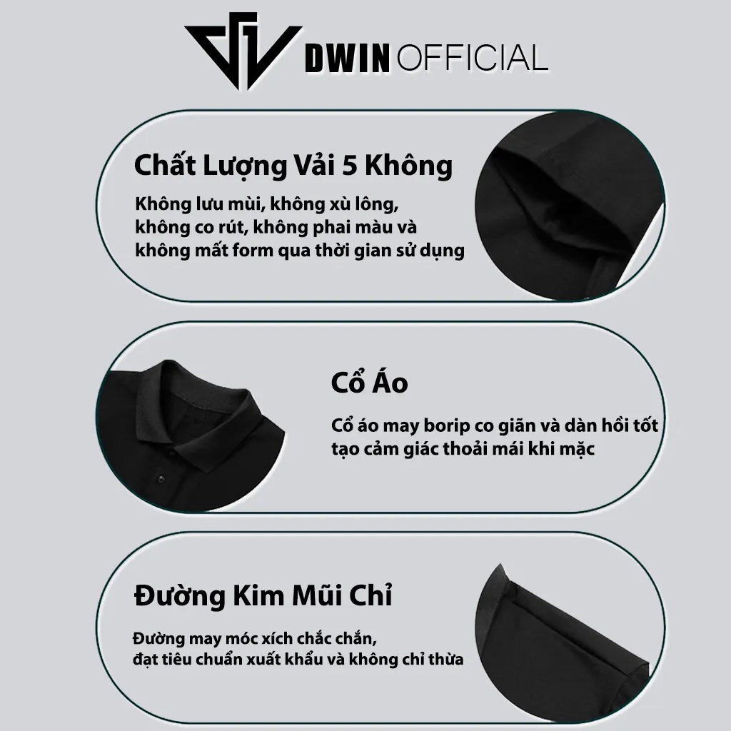 Ảnh Áo polo nam nữ in brand Dwin tee cổ bẻ basic form rộng phông tay lỡ unisex oversize 2