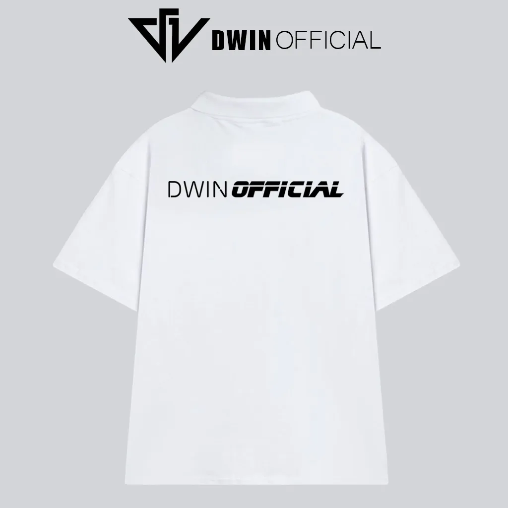 Ảnh Áo polo nam nữ in brand Dwin tee cổ bẻ basic form rộng phông tay lỡ unisex oversize 3