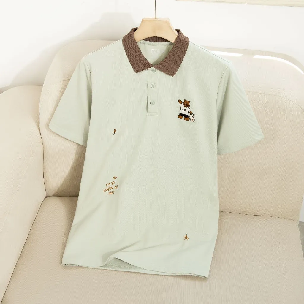 Ảnh Áo polo nam Pals cổ bẻ, tay ngắn, vải CVC cao cấp thoáng mát, co giãn, họa tiết thêu dễ thương - FEAER 2