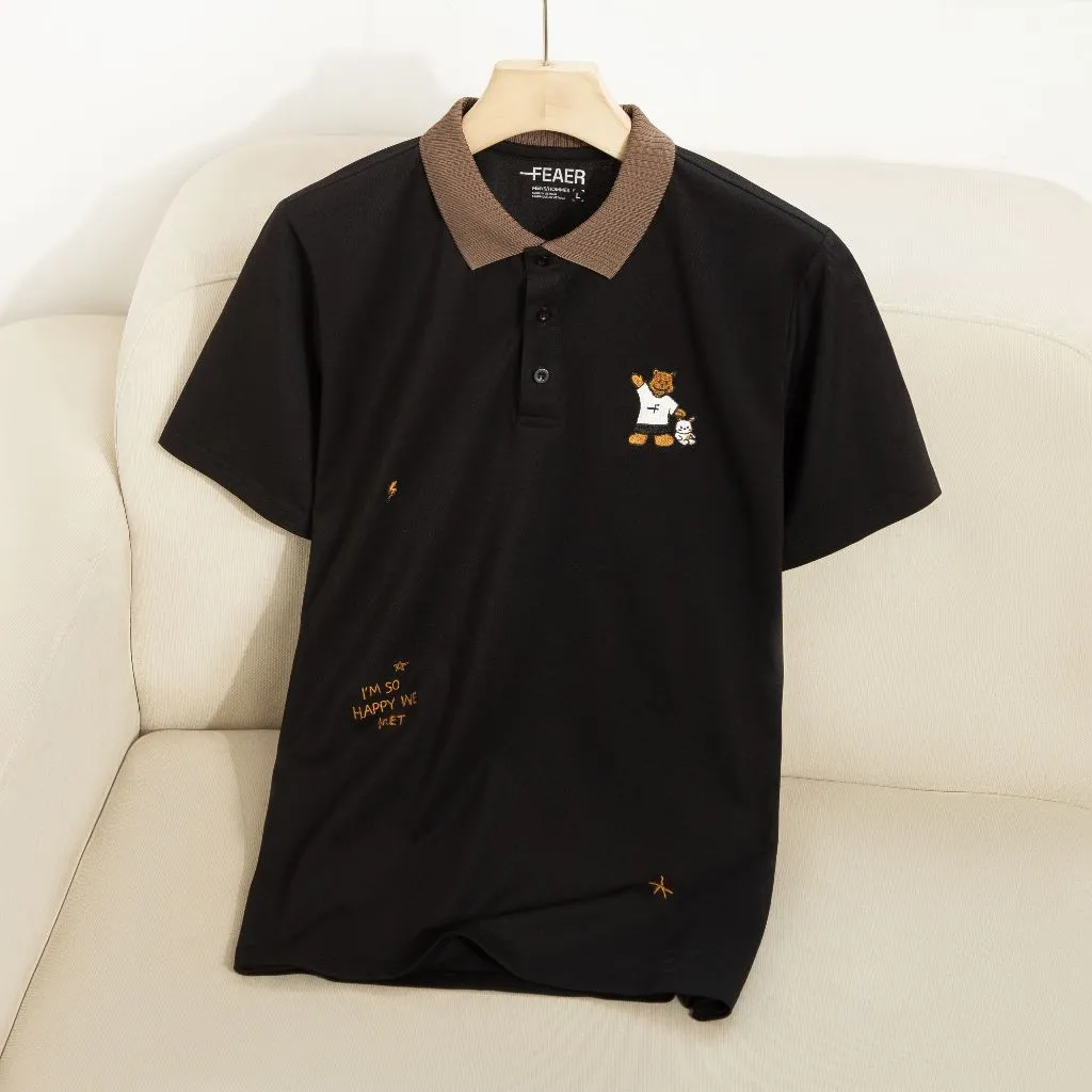 Ảnh Áo polo nam Pals cổ bẻ, tay ngắn, vải CVC cao cấp thoáng mát, co giãn, họa tiết thêu dễ thương - FEAER 3