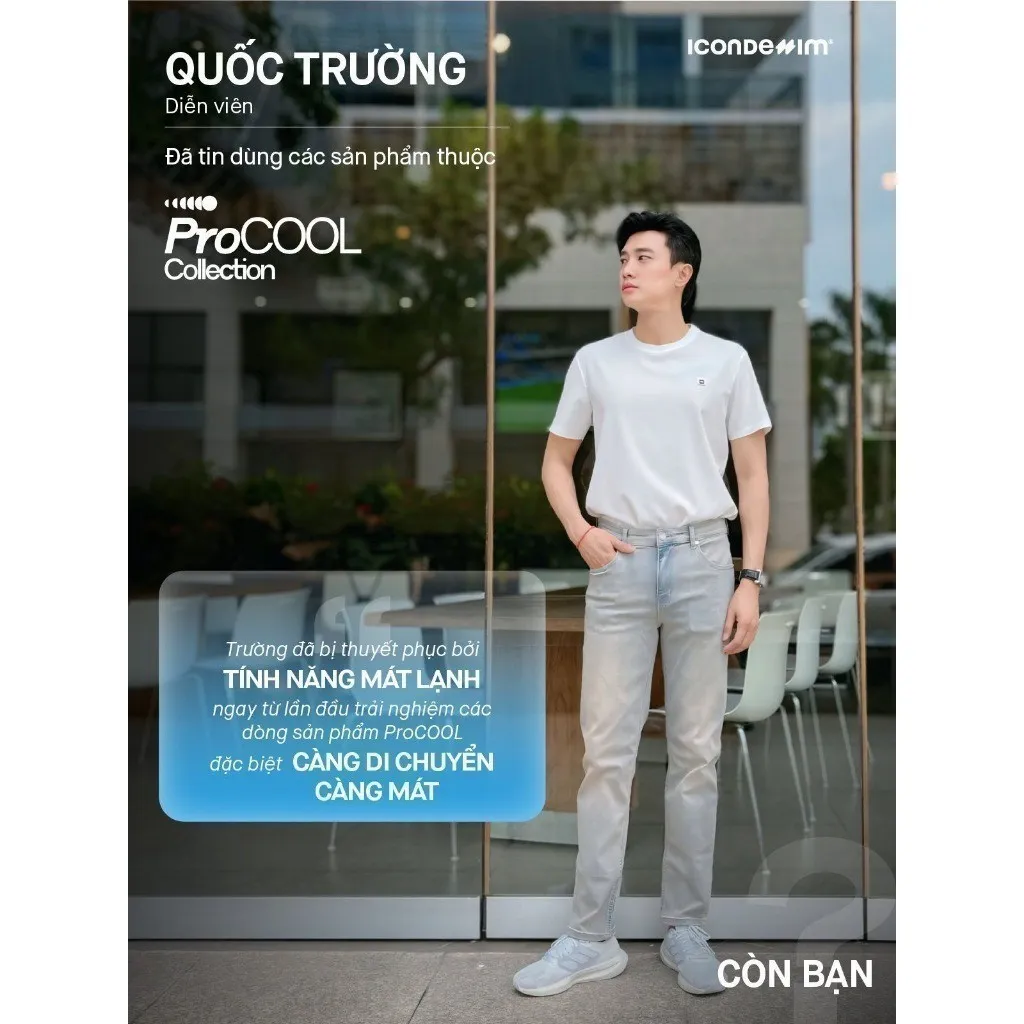 Ảnh Áo polo nam PROCOOL ICONDENIM form slim-fit, công nghệ hạt làm mát thoáng khí, co giãn 4 chiều, vải mịn ít nhăn PLID0153 2