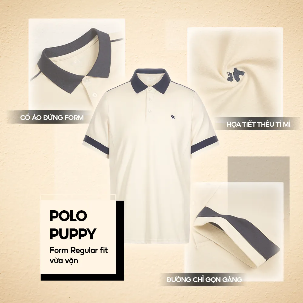 Ảnh Áo polo nam Puppy cổ bẻ, tay ngắn, vải CVC cao cấp thoáng mát, co giãn, logo thêu ngực đơn giản, thanh lịch - FEAER 1