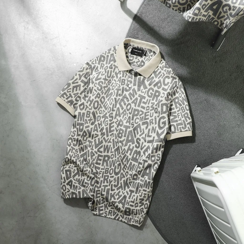 Ảnh Áo Polo Nam Random Words Pattern, Chất Vải Cotton blend Thoải Mái, PL0153, SOMEHOW 1