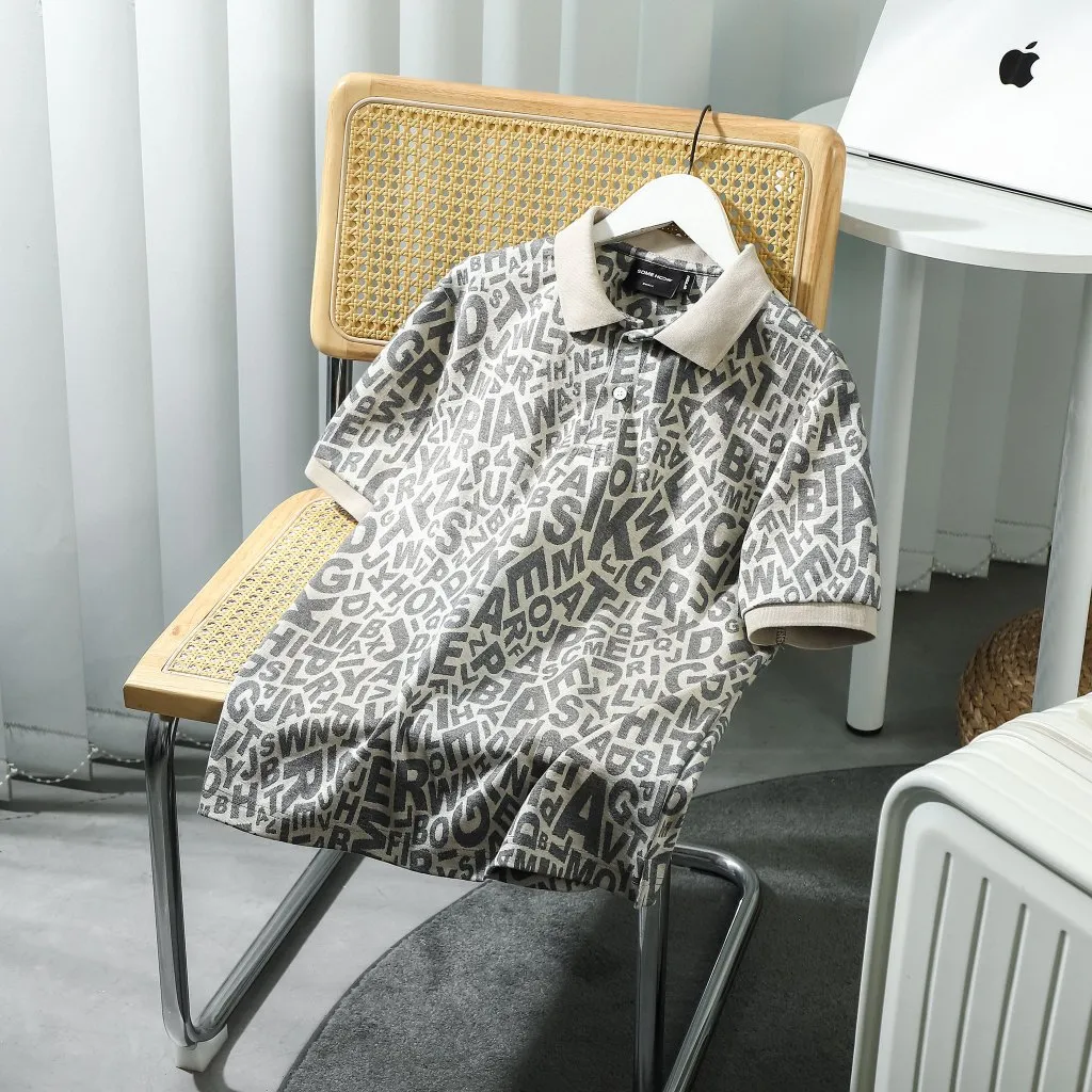 Ảnh Áo Polo Nam Random Words Pattern, Chất Vải Cotton blend Thoải Mái, PL0153, SOMEHOW 3