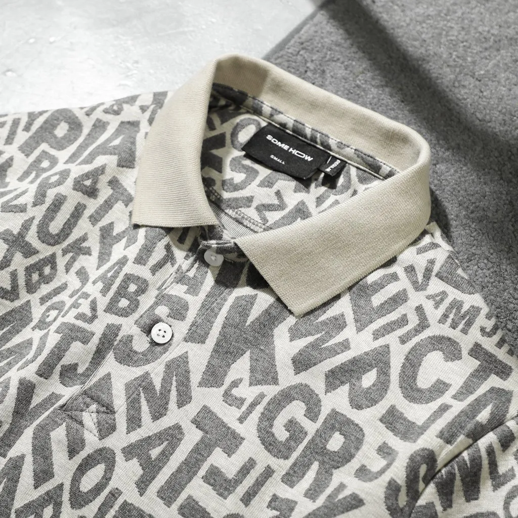 Ảnh Áo Polo Nam Random Words Pattern, Chất Vải Cotton blend Thoải Mái, PL0153, SOMEHOW 4