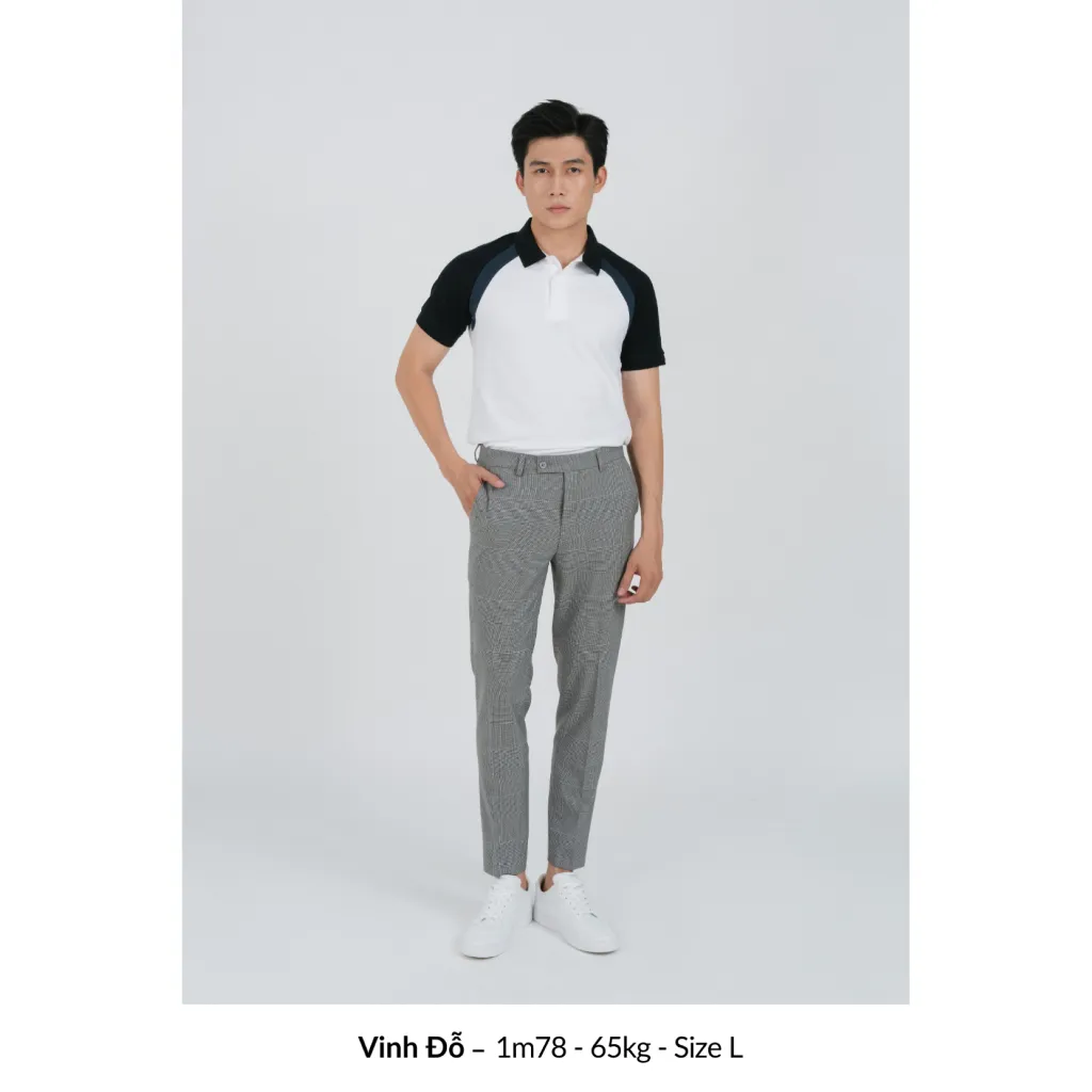 Ảnh Áo Polo nam ROVE LEEVUS màu trắng phối raglan đen xanh, CVC cá sấu, form regular APL316 4